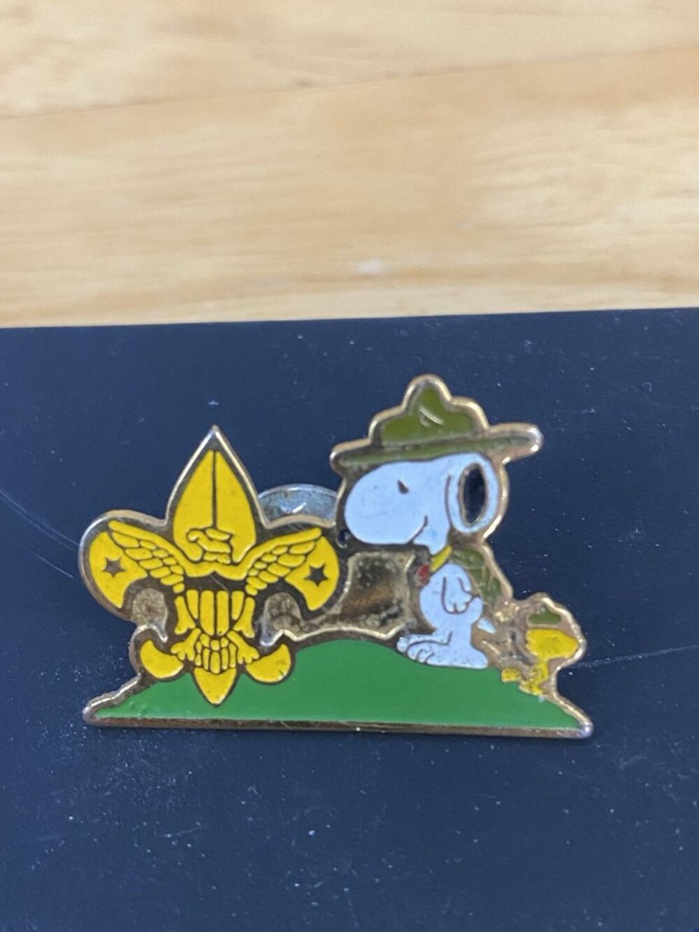 1965 Vintage Snoopy Boy Scout BSA Pin Badge Woodstock Collectible UFS Rare